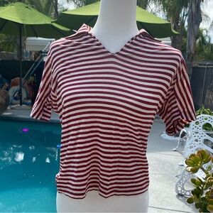 Prada Burgundy and Cream Striped Fabric
 
( inspired)